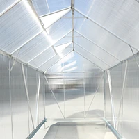 Aluminum Frame Greenhouse with Polycarbonate Panels and Roof Vent