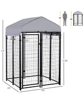 Streamdale Furniture Spacious Steel Dog Kennel with Shade, Lock, and Safety Features