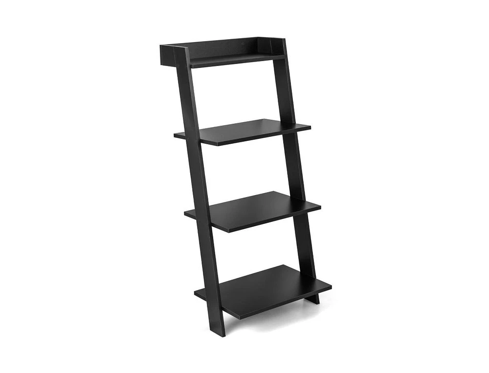 Slickblue 4-Tier Ladder Shelf with Solid Frame and Anti-toppling Device-Black