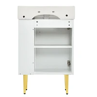21.6" Black Bathroom vanity, Combo Cabinet, Bathroom Storage Cabinet, Single Ceramic Sink