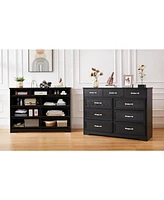 Streamdale Furniture 9-Drawer Modern Farmhouse Storage Cabinet in Black (47.2" W x 15.8" D x 34.6" H)