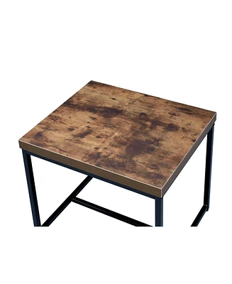 Simplie Fun Bob End Table in Weathered Oak & Black