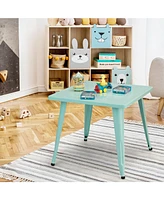 Slickblue 27'' Kids Square Steel Table Play Learn Activity Table-Blue