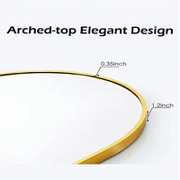 Homlux Arched Wall Mounted Mirror 26"x38" in Gold