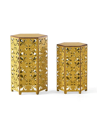 Simplie Fun Vintage-Inspired Fleur-de-Lis Nesting Tables for Indoor/Outdoor Elegance