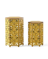 Vintage-Inspired Fleur-de-Lis Nesting Tables for Indoor/Outdoor Elegance