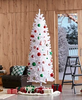 Glitzhome 7.5ft Pencil Tinsel Artificial Christmas Tree