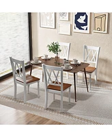 Slickblue Set of 2 Wooden Farmhouse Kitchen Chairs with Rubber Wood Seat