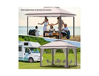 Slickblue 11 x Feet 2-Tier Pop-Up Gazebo Tent Portable Canopy Shelter Carry Bag Mesh