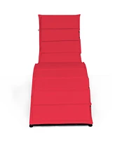 Gymax Foldable Rattan Wicker Chaise Lounge Chair w/ Red Cushion Patio Outdoor