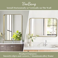 Homlux Rectangular Wall Mounted Mirror 22"x30" in Gold