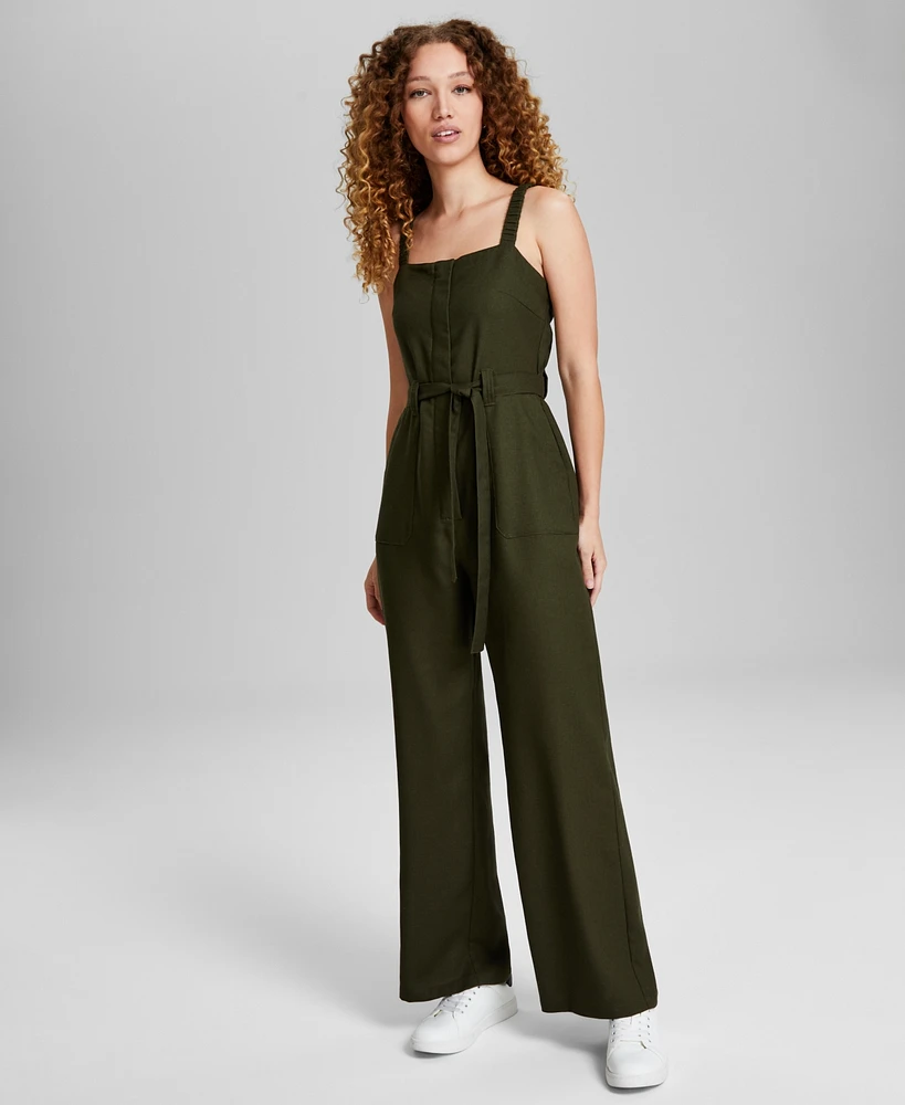 And Now This Women's Square-Neck Tie-Waist Jumpsuit, Created for Macy's