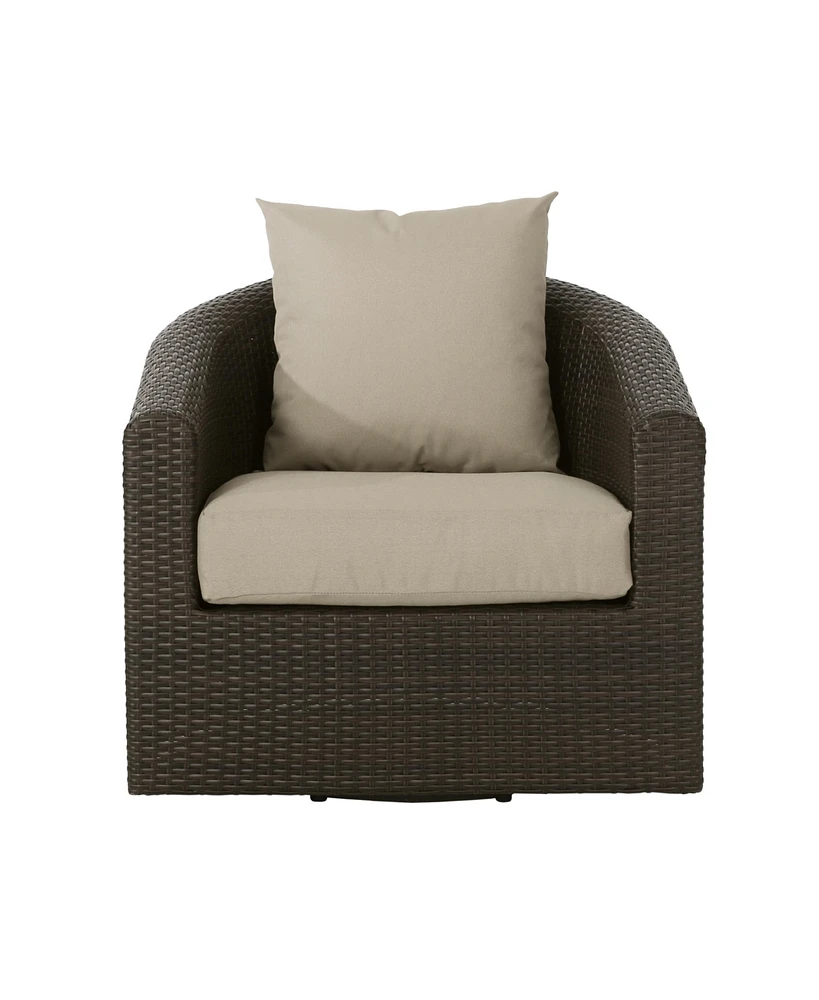 Simplie Fun Ultra-Comfy Swivel Wicker Lounge Chair with Plush Cushions