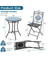 Slickblue 3 Pieces Patio Bistro Set Outdoor Furniture Mosaic Table Chairs