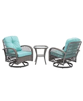 Mondawe 3 Pieces Outdoor Furniture Modern Wicker Set,Outdoor Conversation Set with Cushions