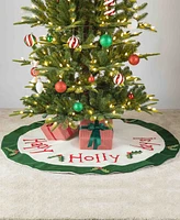 Glitzhome 48 D Christmas Felt Dimensional Holly Leaves Tree Skirt