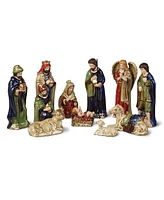 Glitzhome 11pcs Multi Colored Ceramic Nativity Figurine Set