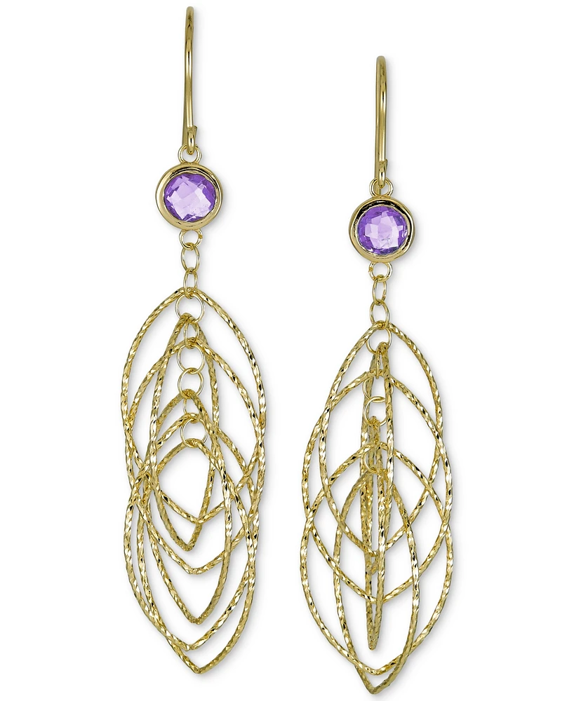 Amethyst Bezel Spiral Drop Earrings (1-5/8 ct. t.w.) 14k Gold-Plated Sterling Silver (Also Onyx)