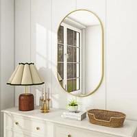 Homlux Oval Wall Mounted Mirror 20"x36" in Gold