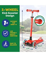 Lifemaster Kids Scooter – Children and Toddler 3 Wheel Kick Led Lights Illuminate when Rolling– Adjustable Handle