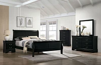 Queen Size Bed Louis Philippe Solid Wood 1 Piece Bed Bedroom Sleigh Bed