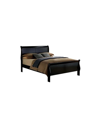 Streamdale Furniture Queen Size Bed Louis Philippe Solid Wood 1 Piece Bed Bedroom Sleigh Bed