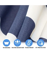 75" Blue & White Stripe Chaise Lounge Cushion with Removable Cover