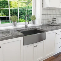 30 Inch Farmhouse Kitchen Sink, 16 Guage Stainless Steel Single Bowl Sink With Bottom Grid