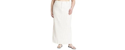 Eloquii Plus Striped Linen Maxi Column Skirt
