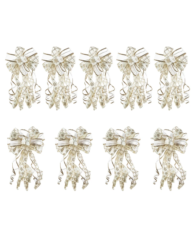 Glitzhome Set of 9 32 H Christmas Elegant Snowflake Ribbon bow decor