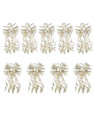 Glitzhome Set of 9 32 H Christmas Elegant Snowflake Ribbon bow decor