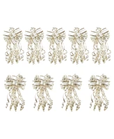 Glitzhome Set of 9 32 H Christmas Elegant Snowflake Ribbon bow decor