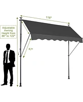 gaomon 118" Manual Retractable Patio Sun Shade Awning for Outdoor Backyard Doors Windows