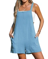 Cupshe Women's Blue Sleeveless Square Neck Wide Leg Romper