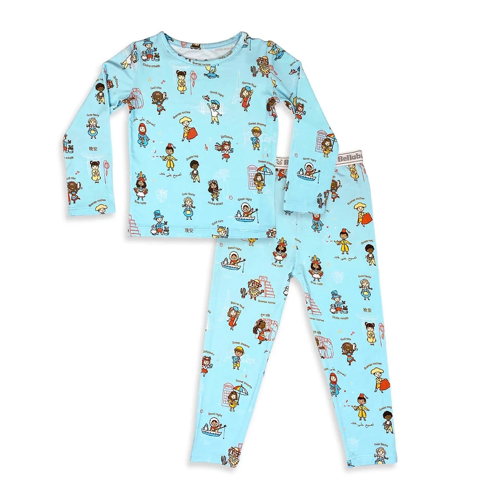 Bellabu Bear Toddler Unisex Goodnight World Set of 2 Piece Pajamas