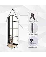 Homlux Oval Wall Mounted Mirror 16"x48" in Black