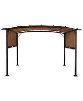 Mondawe 12 x 9 ft Outdoor Pergola Patio Gazebo Steel Frame Grape Gazebo with Retractable Shade Canopy