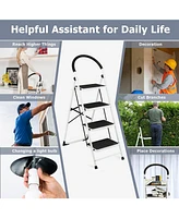 Slickblue 4-Step Folding Ladder with Anti-Slip Pedal Platform 330Lbs Capacity