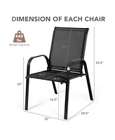 Gymax Set of 2 Patio Chairs Dining w/ Steel Frame Yard Outdoor Beige