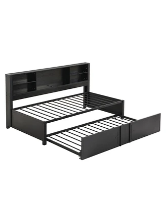 Simplie Fun Metal Twin Size Daybed With Twin Size Trundle