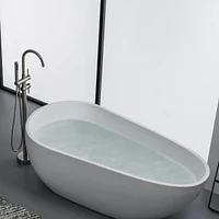 Streamdale Furniture Double Handle Freestanding Tub Filler With Handshower, Brushed Nickel