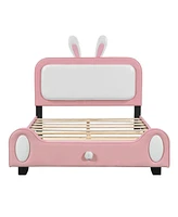 Simplie Fun Princess Rabbit Bed, Platform Bed with Headboard