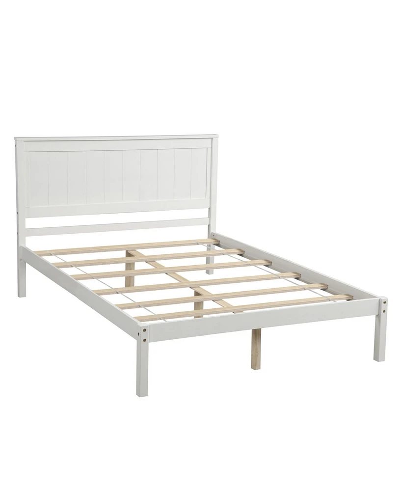 Simplie Fun Platform Bed Frame With Headboard, Wood Slat Support, No Box Spring Needed, Twin