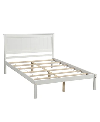 Simplie Fun Platform Bed Frame With Headboard, Wood Slat Support, No Box Spring Needed, Twin