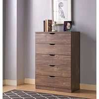 Streamdale Furniture Hazelnut 5-Drawer Storage Chest with Cutout Handles and Metal Glides