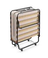Slickblue Portable Folding Bed with Memory Foam Mattress and Sturdy Metal Frame Made Italy
