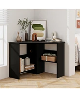 Slickblue Corner Computer Desk Triangle Writing Workstation with Storage Shelf
