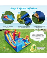 Costway Inflatable Water Slide Giant Kids Water Park with Double Slides & 950W Blower