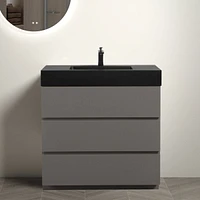 Streamdale Furniture Alice 36" Gray Bathroom Vanity With Large Storage