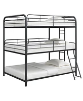 Simplie Fun Furniture Triple Bunk Bed, Full/Full/Full, Black